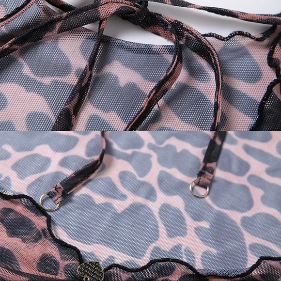 LENA VIE | Exclusive, Leona Babydoll Boho Backless Leopard Mini Dress, Coverup - Picture 6 of 10